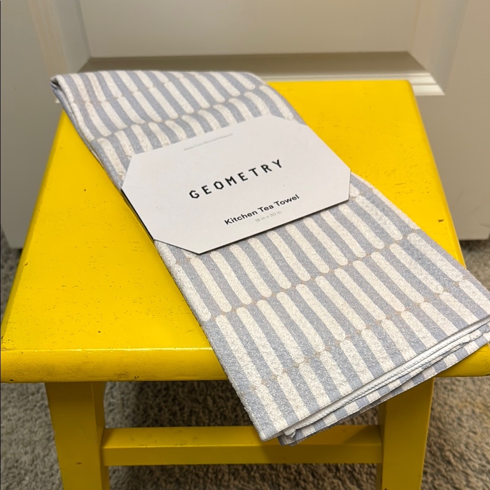 Geometry Kitchen Tea Towel in Blue/Gray and White